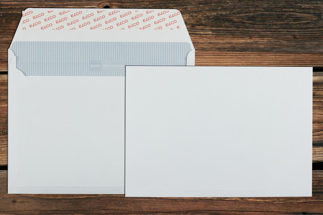 Faltenhüllen B5 176x250 mm Haftklebend Weiß 120 g/qm Falte 20 mm